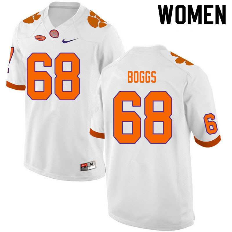 Women #68 Will Boggs Clemson Tigers College Football Jerseys Sale-White